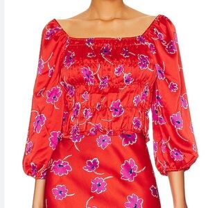 Sanctuary Think of Me top in Forget Me Not Floral crop Top  puff sleeves Sz M